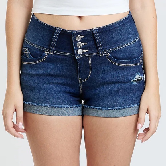 YMI Pants - YMI WannaBettaButt Distressed Indigo Denim Shorts Jr Sz 5 Western Country Boho
